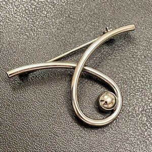 Vintage BEAU Sterling Silver Art Deco Style Loop Design Brooch, Lapel Pin
